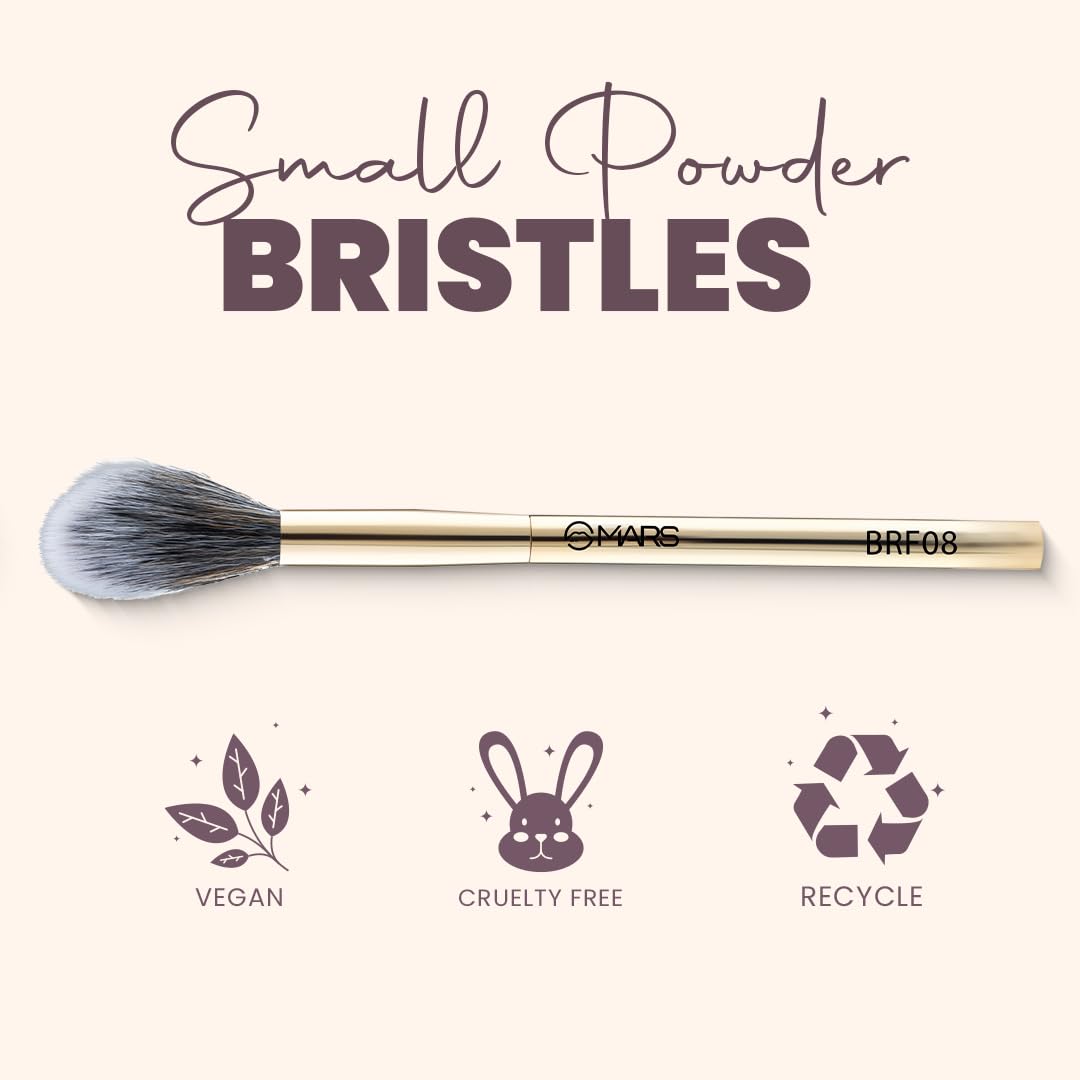 MARS Artist's Arsenal Professional Small Powder Brush | Feather Soft Bristle | Best for Hard to Reach Area | Precise Synthetic Bristles | Luxe Design Makeup Brush (Golden) Visit the MARS Store