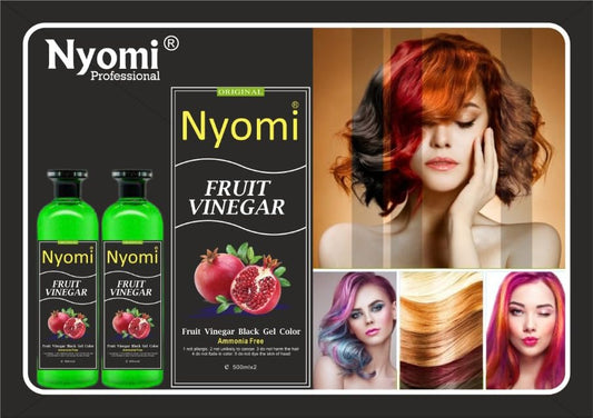 Nyomi Fruit Vinegar Hair colour, Long Lasting Formula with Natural Extracts Hair Coloring Dye- 500x2 ml