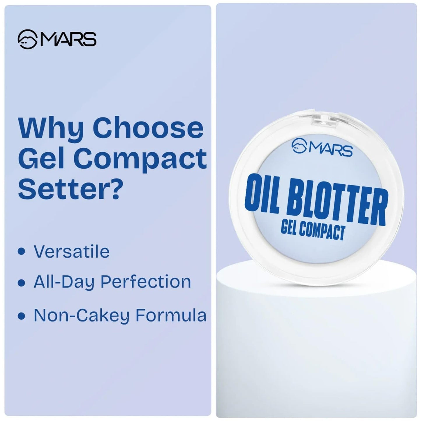 MARS All Oil Blotter Gel Compact for Poreless Effect (5gm) with Applicator | Oil Control | Mattifying Formula | Long-Lasting | Shine Free Matte Finish | Flawless Skin