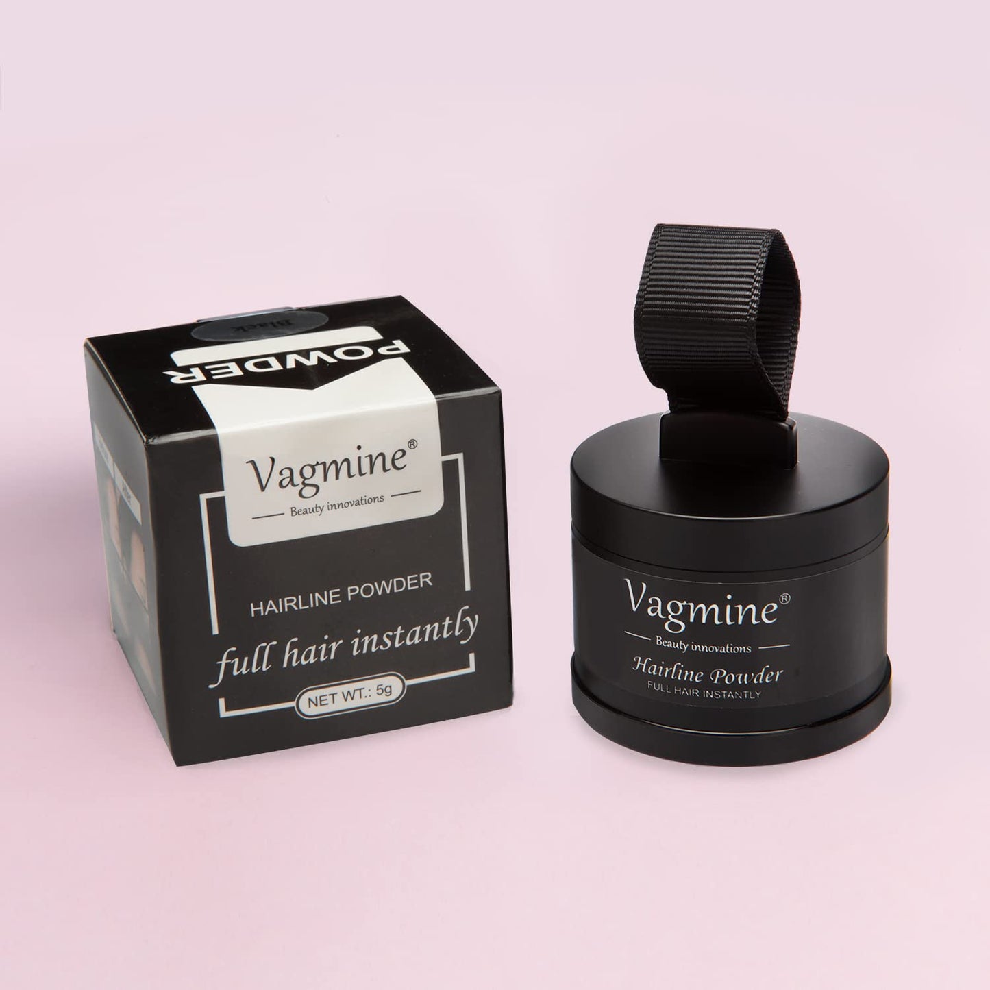 Vagmine Hair-line Powder for Hair & Beard – Root Concealer & Gray Hair Coverage for Men and Women Black 5g