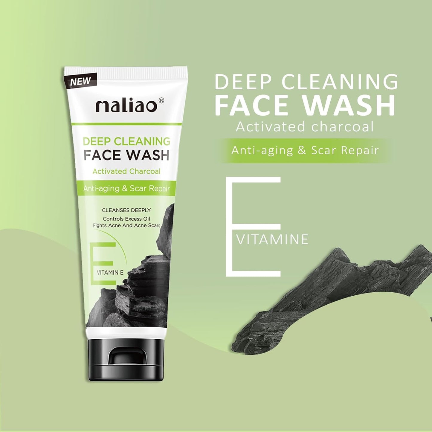 Maliao Charcoal Face Wash with Activated Charcoal - Ultimate Oil Control