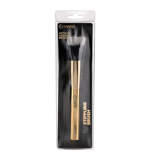 MARS Artist's Arsenal Professional Stippling Brush For Face makeup | Feather Soft Bristle | Flat Surfaced Air Brush | Precise Synthetic Bristles | Luxe Design Makeup Brush (Golden)