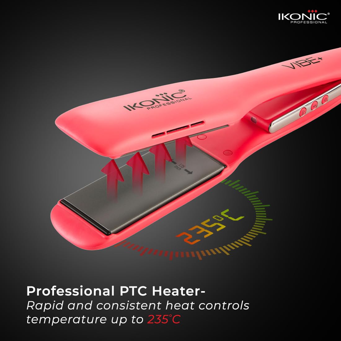 Ikonic Professional Vibe+ Hair Straightener-Peach | Straightener with AI Technology| Wider Ceramic Floating Plates| Ionic Technology|Instant Heat Up & Easy to Use