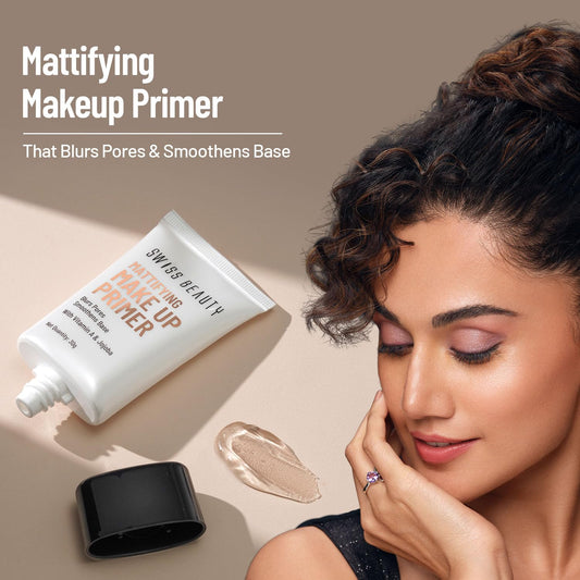 Swiss Beauty Mattifying Makeup Primer | Oil-Free Shine | Minimises Pores | Long-Lasting Base | All skin Types | 30ml