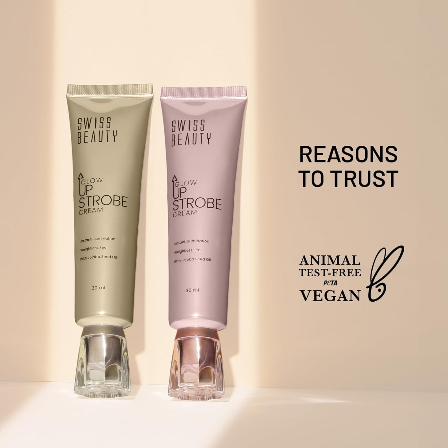 Swiss Beauty Glow Up Strobe Cream | Dewy Radiance | Hydrating | Versatile Use | With Jojoba Oil | For All Skin Types | 30ml, Shade- 1. Pink Twilight