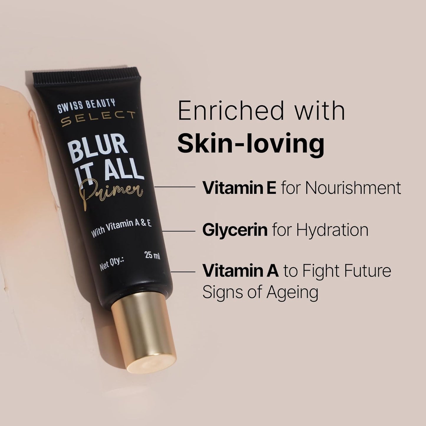 Swiss Beauty Select Blur It All Primer | Minimises Pores and Fine Lines | Infused with Vitamin E and A | 25ml |