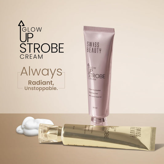 Swiss Beauty Glow Up Strobe Cream | Dewy Radiance | Hydrating | Versatile Use | With Jojoba Oil | For All Skin Types | 30ml, Shade- 2. Moonlit Glow