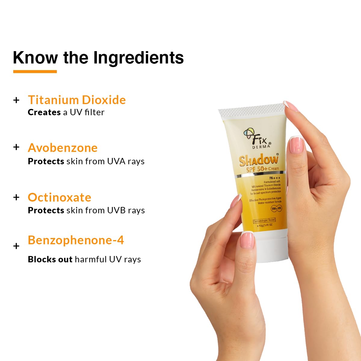 Fixderma Shadow Sunscreen SPF 50+ Cream PA+++ - 75 gm