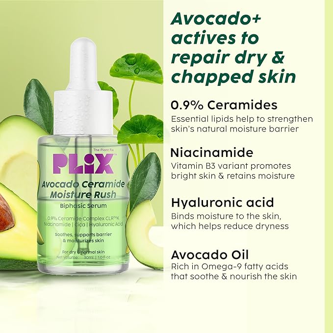 PLIX - Avocado Ceramide Moisture Rush Biphasic Serum For Deep Nourishment & Strengthened Skin Barrier 30ml