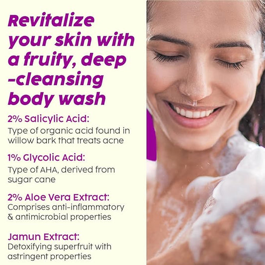 PLIX - THE PLANT FIX Jamun 2% Salicylic Acid Body Wash For Body Acne -236ml