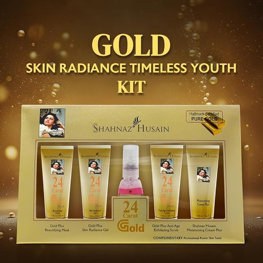 Shahnaz Husain Gold Facial Kit For Instant Glow with 24k Pure Gold | 4 Easy Steps With Complimentary Skin Tonic,(40g+15ml)