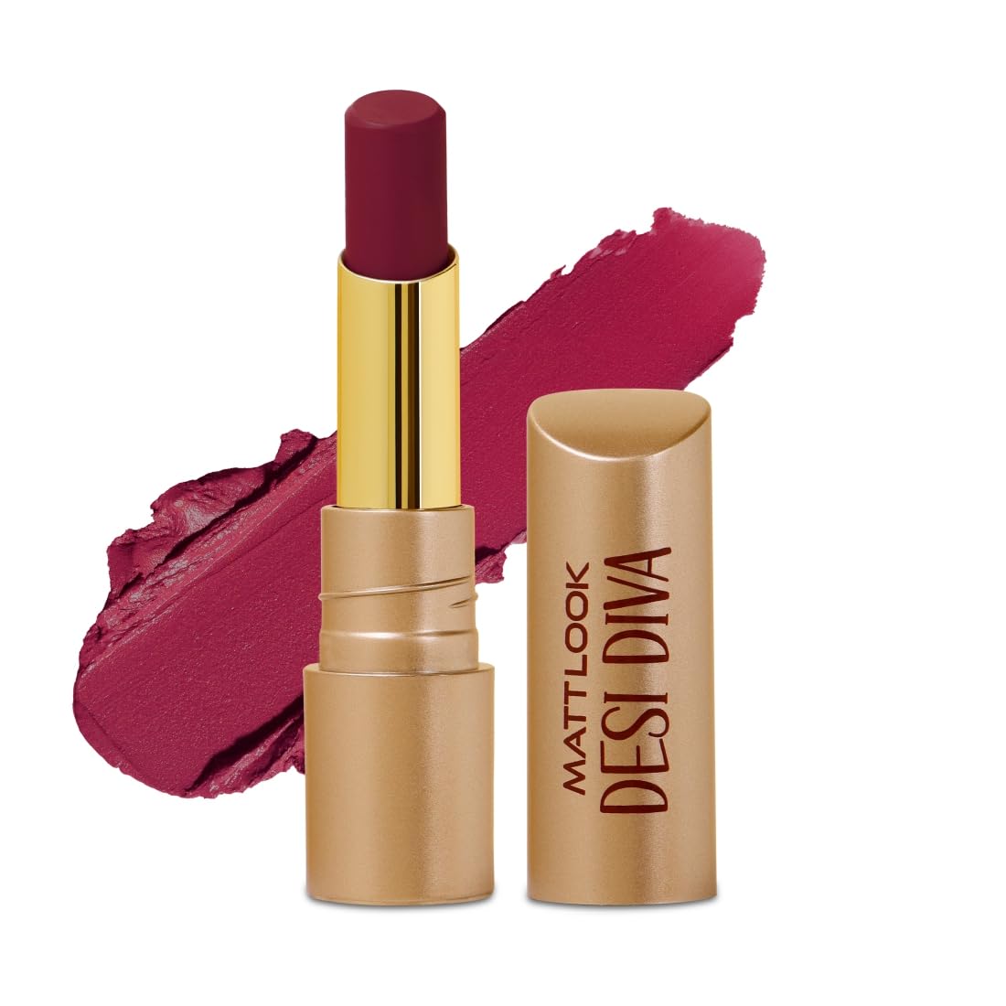 MATT LOOK Desi Diva HD Matte Lipstick for women, Long-Lasting with Hydrating Formula with Hyaluronic Acid, One-Swipe application & Lightweight formula, Berry Plum – 3.8gm (Pack of 1)