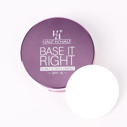 Half n Half Base It Right Seamless Cover Compact Powder for women with SPF 15, Buildable Coverage, Oil-Control, loose powder, Hydrating, for all skin types - Cool Beige (20gm)