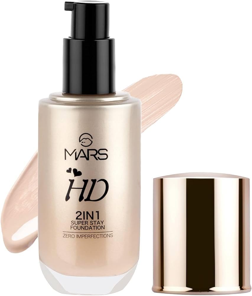 Mars HD 2IN1 Super Stay Foundation Light Weight Waterproof F07 60ml (Shade 101-Ivory)(Pack of 1)