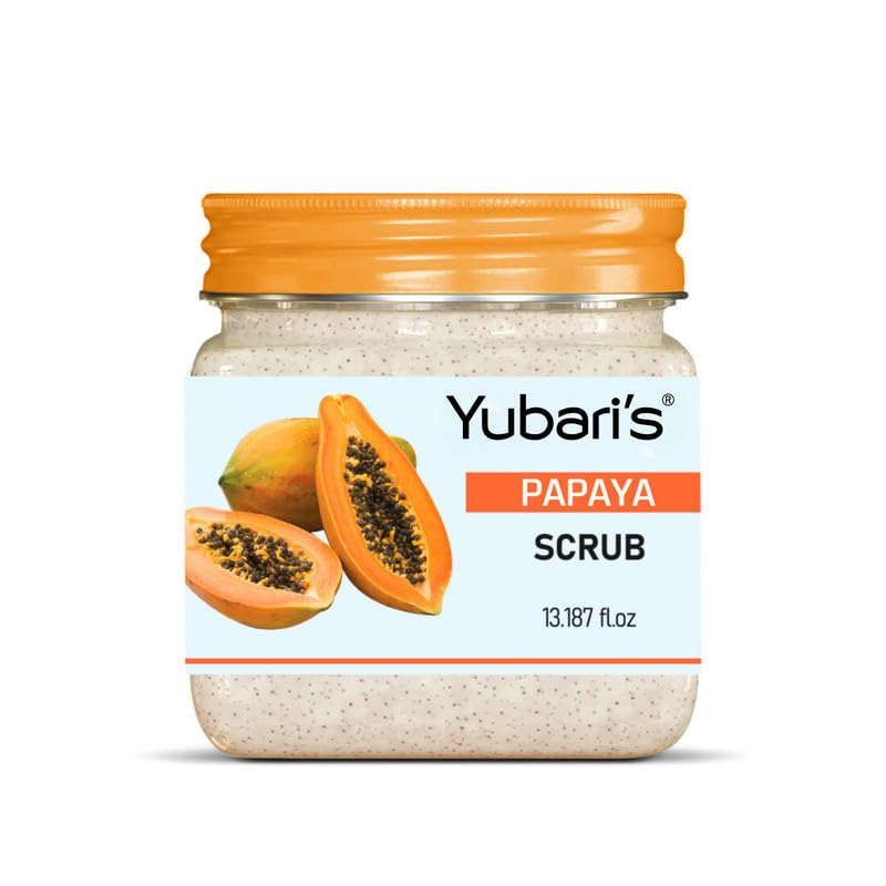 Yubari's Scrub For Face & Body (Papaya Scrub, 390 ML) | All Skin |Cleanser Scrub For Deep Exfoliation | Dead Skin Remover Scrub | Tan Removal | Blackhead Remover Scrub | Face Scrub | Body Scrub