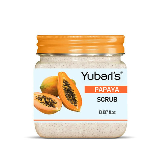 Yubari's Scrub For Face & Body (Papaya Scrub, 390 ML) | All Skin |Cleanser Scrub For Deep Exfoliation | Dead Skin Remover Scrub | Tan Removal | Blackhead Remover Scrub | Face Scrub | Body Scrub