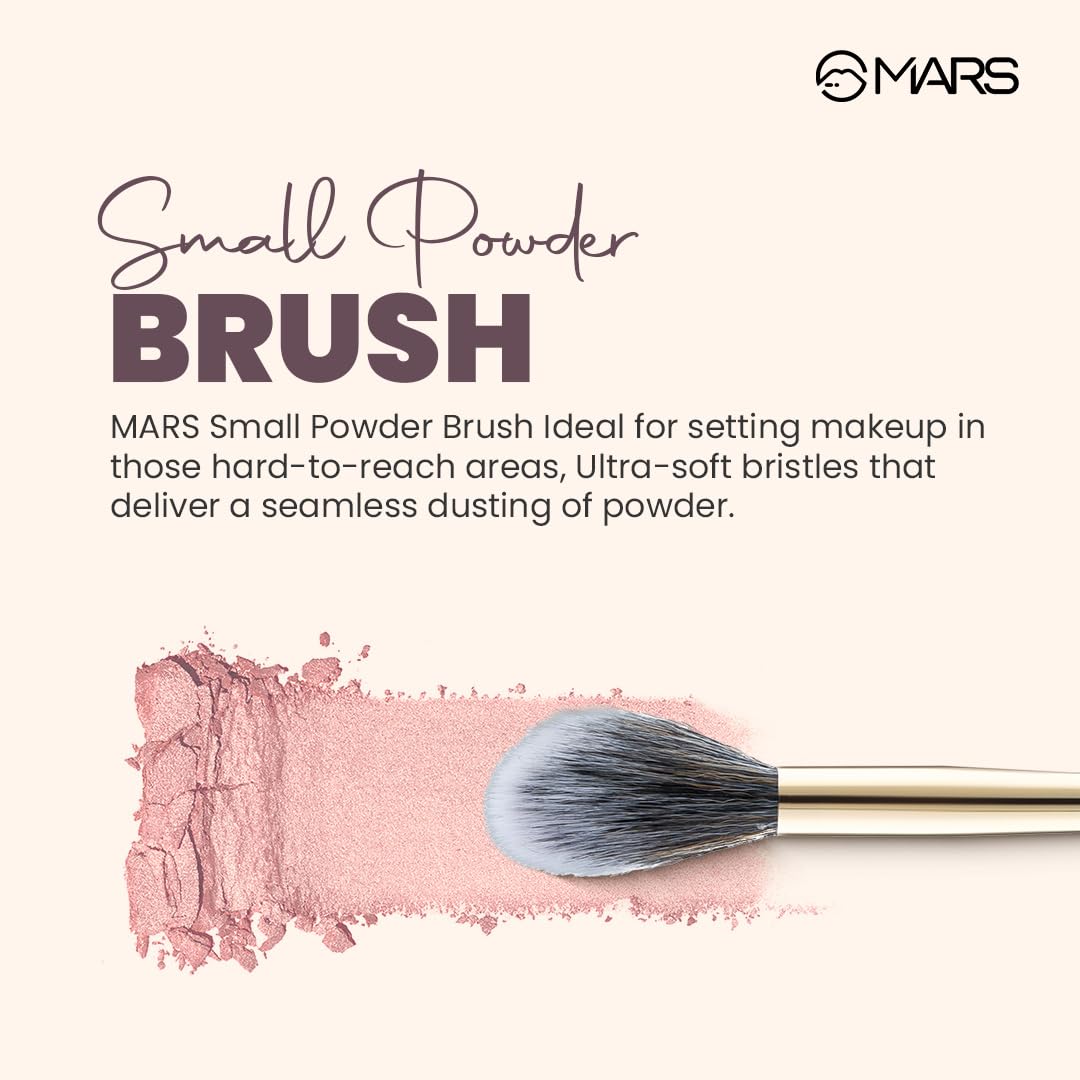 MARS Artist's Arsenal Professional Small Powder Brush | Feather Soft Bristle | Best for Hard to Reach Area | Precise Synthetic Bristles | Luxe Design Makeup Brush (Golden) Visit the MARS Store