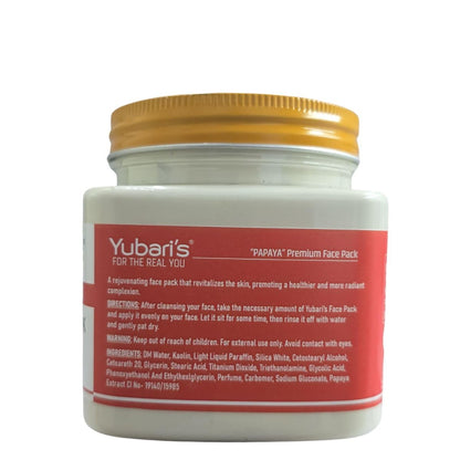Yubari's Papaya Face Pack for Glowing Skin, Oil Control, Acne, Pimples, Detan, Blemishes, Pigmentation & Brightening, Face Cleansing for Face & Body (390 Ml)