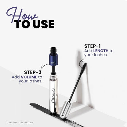 PREMIUM Double Trouble Volumizing and Lengthening Mascara | 2-in-1 Mascara for Women | Long Lasting (15 ml) (Black)-SH7711