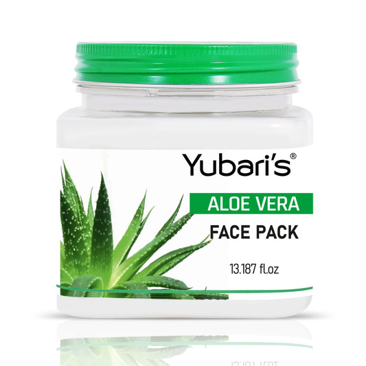 Yubari's Aloe Vera Face Pack for Glowing Skin, Oil Control, Acne, Pimples, Detan, Blemishes, Pigmentation & Brightening, Cleansing for Face & Body (390 Ml)