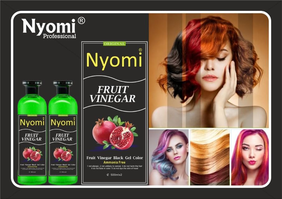 Nyomi Fruit Vinegar Hair colour, Long Lasting Formula with Natural Extracts Hair Coloring Dye- 500x2 ml