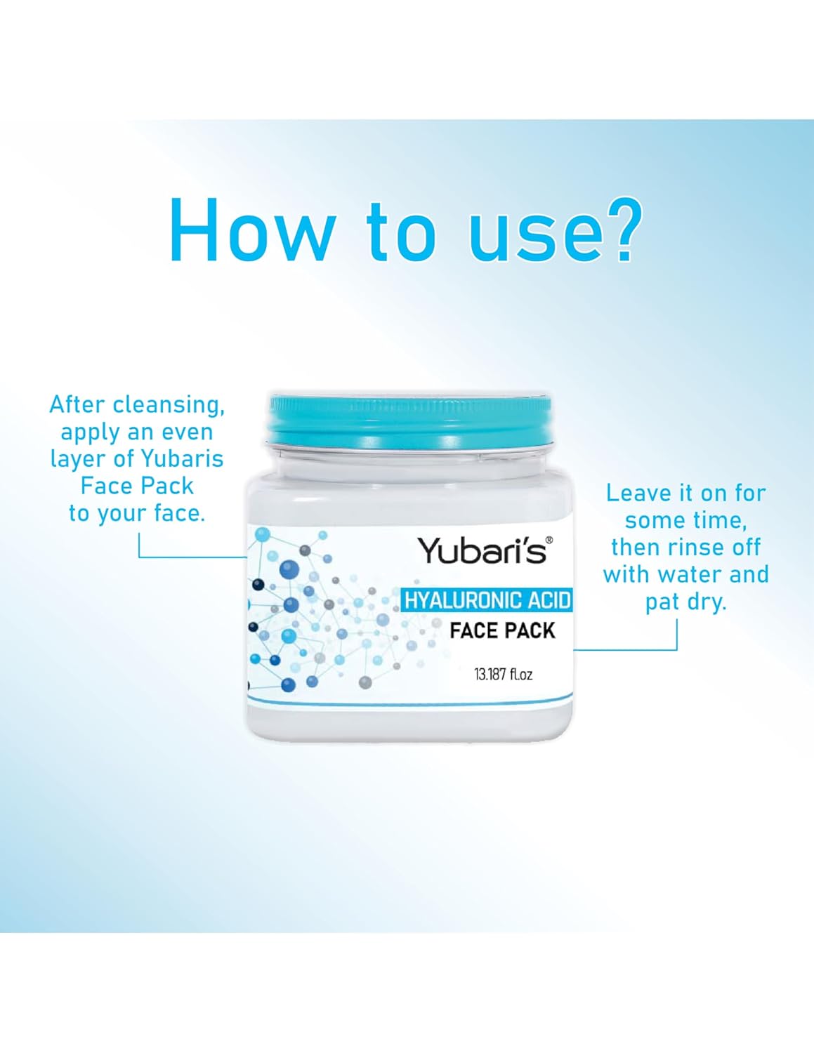 Yubari's Hyaluronic Acid Face Pack for Glowing Skin, Oil Control, Acne, Pimples, Detan, Blemishes, Pigmentation & Brightening, Face Cleansing for Face & Body (390 Ml)