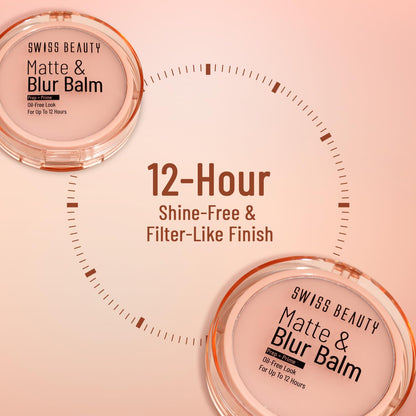 Swiss Beauty Matte & Blur Balm | Prep + Prime | 12-Hour Oil-Free Shine | With Vitamin E & B3 | UV Light Protection