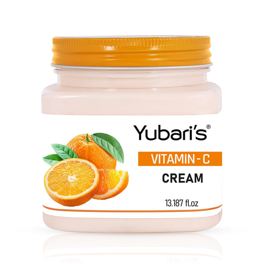 Yubari's Vitamin C Face And Body Cream For Women and Men (390 Ml) | All Skin Types |Soft and Healthy Skin | Repairing & Nourishment | Deep Hydration & Moisturization | 100% Vegan | Paraben Free