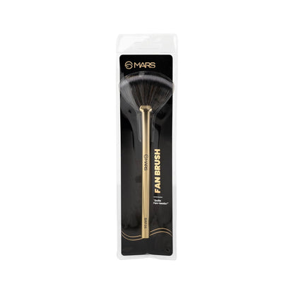 MARS Artist's Arsenal Professional Fan Brush For Face Highlighting | Precise Synthetic Brushes | Feather Soft Touch | Perfect For Highlighting | Luxe Packaging Makeup Brush (Golden)