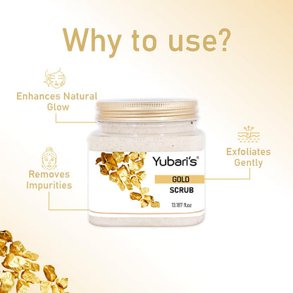 Yubari's Gold Face & Body Scrub For Men and Women (390 Ml) | All Skin |Cleanser Scrub For Deep Exfoliation | Dead Skin Remover | Tan Removal | Blackhead Remover