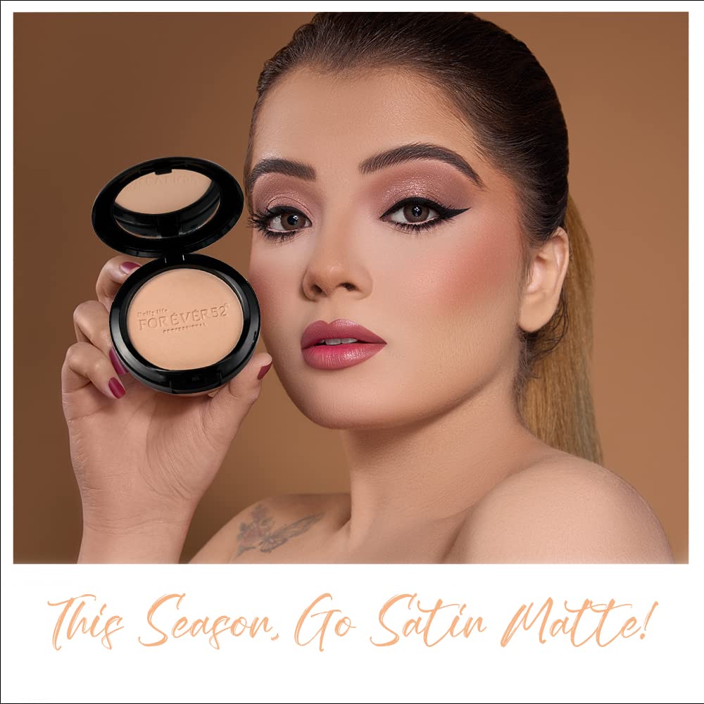 Daily Life Forever52 Two Way Cake Compact for All Skin Types | Lightweight Satin Matte Finish, Oil-Control, Sun Protection, Long-Lasting Coverage, Smooth & Healthy Glow (Medium Shade With Golden Undertone, 12g)