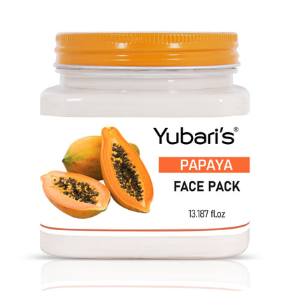 Yubari's Papaya Face Pack for Glowing Skin, Oil Control, Acne, Pimples, Detan, Blemishes, Pigmentation & Brightening, Face Cleansing for Face & Body (390 Ml)