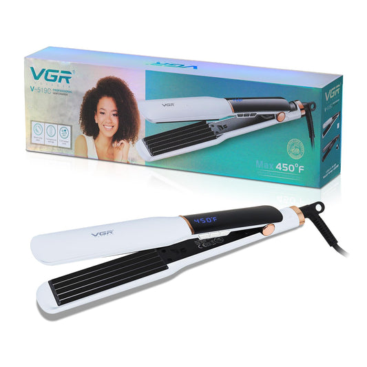 VGR V-519C Professional Hair Crimper with 7 Temperature settings- Ceramic Plate, Adjustable Heat, Lockable Switch and Rapid Heating Technology (LED Indicator, White & Black) 1 Year Warranty