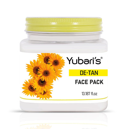Yubari's De Tan Face Pack for Glowing Skin, Oil Control, Acne, Pimples, Detan, Blemishes, Pigmentation & Brightening, Cleansing for Face & Body (390 Ml)
