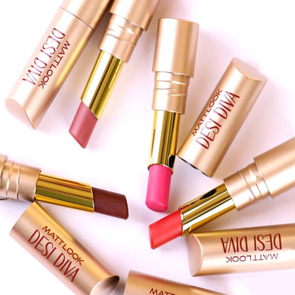 MATT LOOK Desi Diva HD Matte Lipstick for women, Long-Lasting with Hydrating Formula with Hyaluronic Acid, One-Swipe application & Lightweight formula, Berry Plum – 3.8gm (Pack of 1)