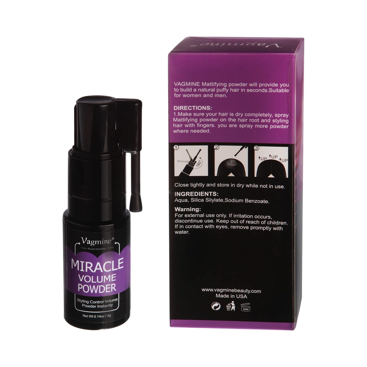 Vagmine Miracle Hair Volume Powder Spray - Instant Volume and Thickness for Men and Women (4g)