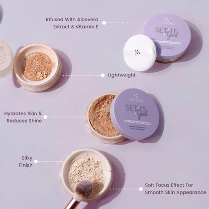 Half n Half Set It Good Soft Focus Loose Powder, Weightless, Non-Cakey, Mattifying Powder for Smooth Skin, Fair - 12gm (Pack of 1)