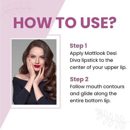 MATT LOOK Desi Diva HD Matte Lipstick for women, Long-Lasting with Hydrating Formula with Hyaluronic Acid, One-Swipe application & Lightweight formula, Berry Plum – 3.8gm (Pack of 1)