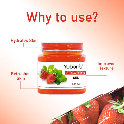 Yubari's Strawberry Gel For Face & Body For Normal Skin (390 Ml)