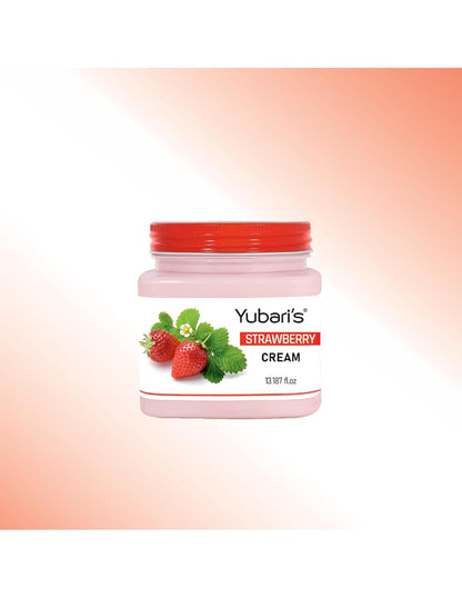 Yubari's Strawberry Face And Body Cream For Women and Men (390 Ml) | All Skin Types |Soft and Healthy Skin | Repairing & Nourishment | Deep Hydration & Moisturization | 100% Vegan | Paraben Free