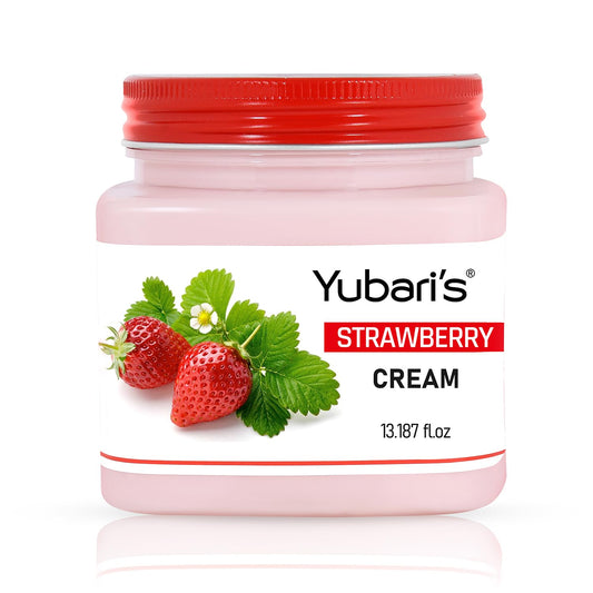 Yubari's Strawberry Face And Body Cream For Women and Men (390 Ml) | All Skin Types |Soft and Healthy Skin | Repairing & Nourishment | Deep Hydration & Moisturization | 100% Vegan | Paraben Free