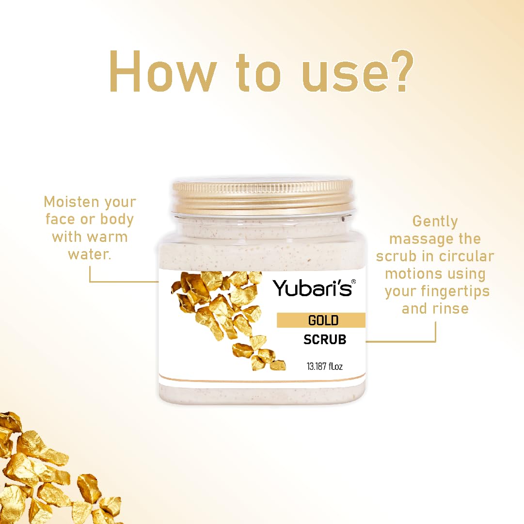 Yubari's Gold Face & Body Scrub For Men and Women (390 Ml) | All Skin |Cleanser Scrub For Deep Exfoliation | Dead Skin Remover | Tan Removal | Blackhead Remover