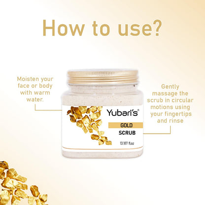 Yubari's Gold Face & Body Scrub For Men and Women (390 Ml) | All Skin |Cleanser Scrub For Deep Exfoliation | Dead Skin Remover | Tan Removal | Blackhead Remover