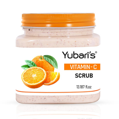 Yubari's Scrub For Face & Body (Vitamin C Scrub, 390 ML) | All Skin |Cleanser Scrub For Deep Exfoliation | Dead Skin Remover Scrub | Tan Removal | Blackhead Remover Scrub