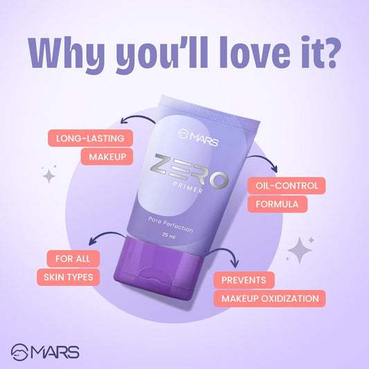 MARS Zero Face Primer | Silicone Based Gel | Blurs Pore & Controls Oil for a Radiant Complexion | Smoothens Out The Skin | Controls Oil (25ml)