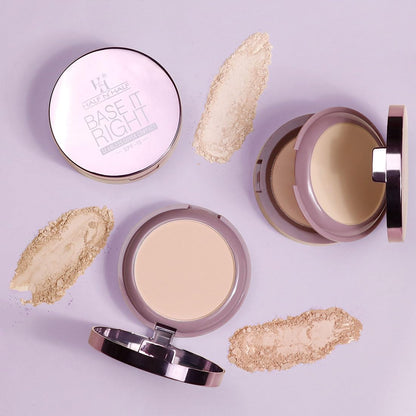 Half n Half Base It Right Seamless Cover Compact Powder for women with SPF 15, Buildable Coverage, Oil-Control, loose powder, Hydrating, for all skin types - Cool Beige (20gm)