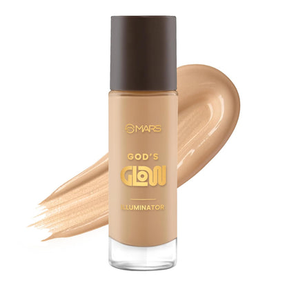 MARS God's Glow Illuminator Highlighter (30ml) (06-TOFFEE) | Hyaluronic Acid, Green Tea & Rosemary Extract | Sheer Coverage | Light-Weight | Flawless Natural Look