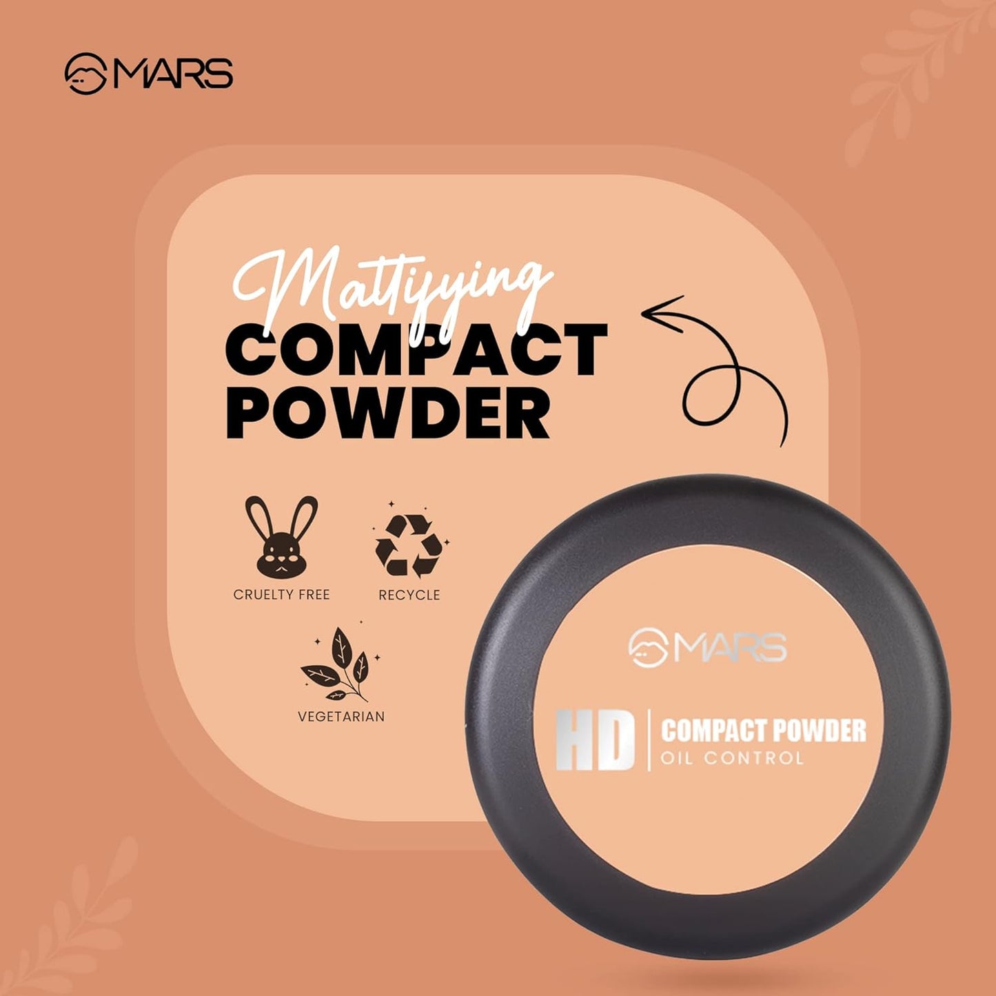 MARS HD Mattifying Compact Powder | Lightweight Formula with Oil Control | long Lasting Compact Powder (8g) (03-BUTTER SCOTCH)