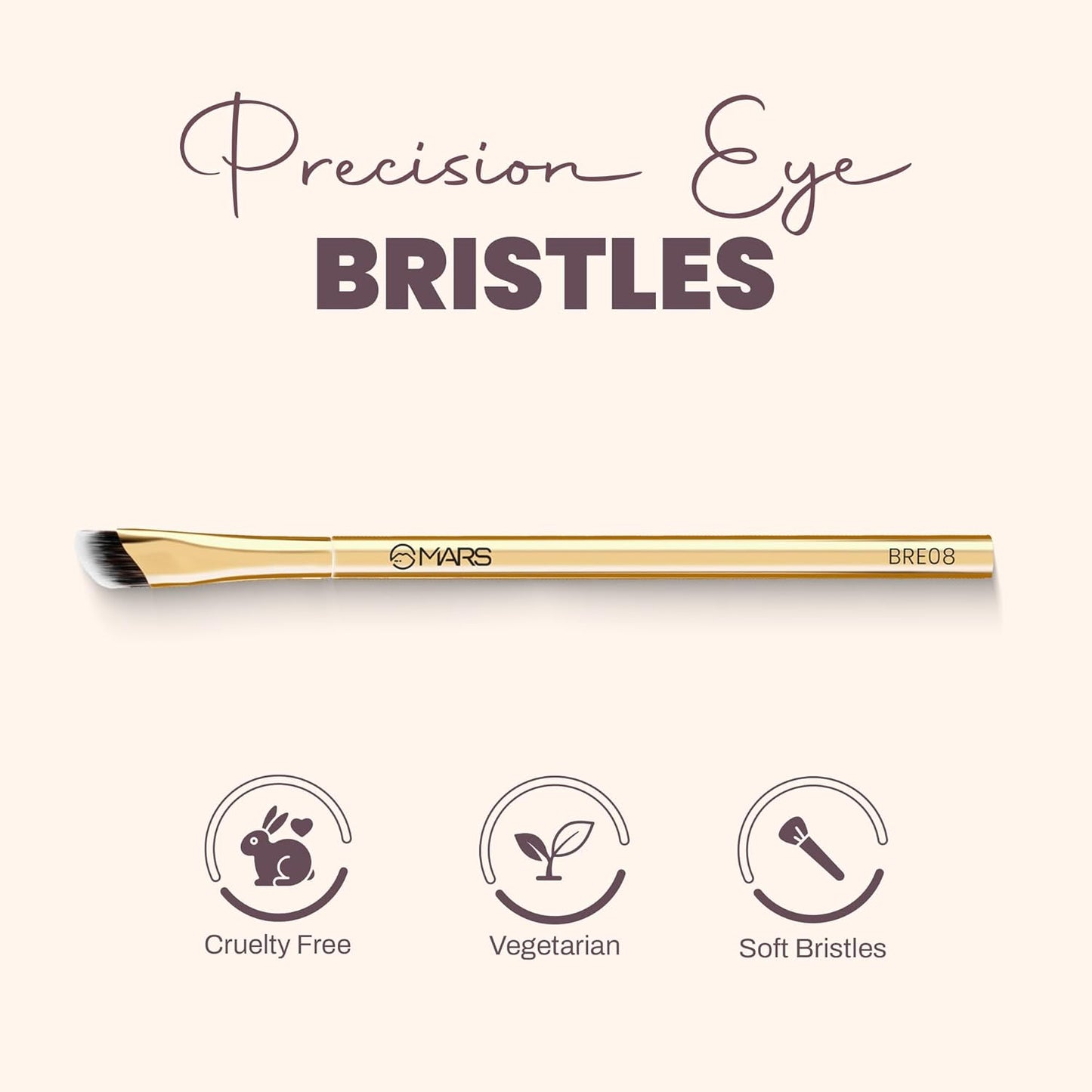 MARS Artist's Arsenal Precision Eye Brush | Ultra-Fine Bristles | Perfect for Master Detailed Application | Multi-Functional | Soft and Ergonomic Design | Luxe Packaging (Golden)