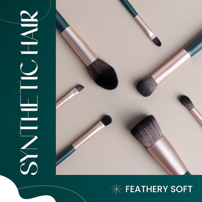 PREMIUM Tools of Titan Brush Set of 8 with Holder | Face Makeup Brush Set with Ultra Soft Bristles (PACK OF 8)-SH7711